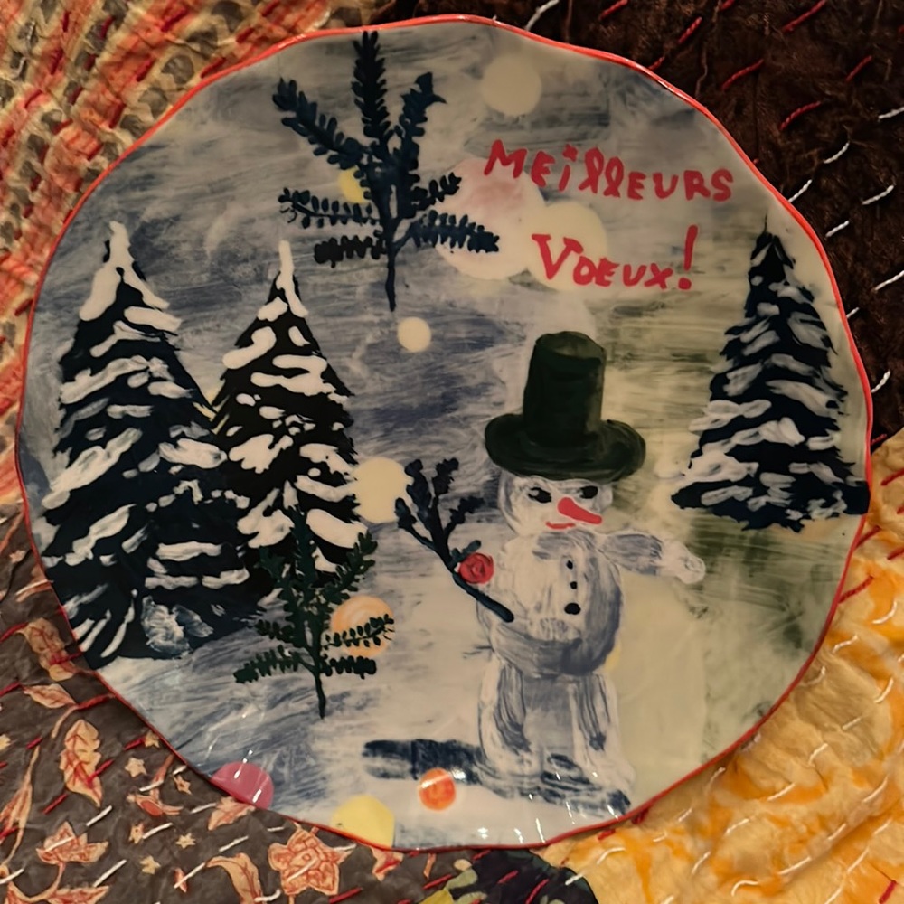 Beautiful French Christmas plate by artist Nathalie Lete for Anthropologie